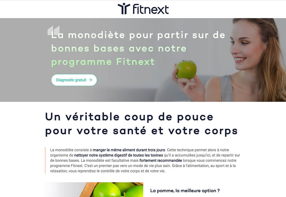 Landing page monodiete Fitnext